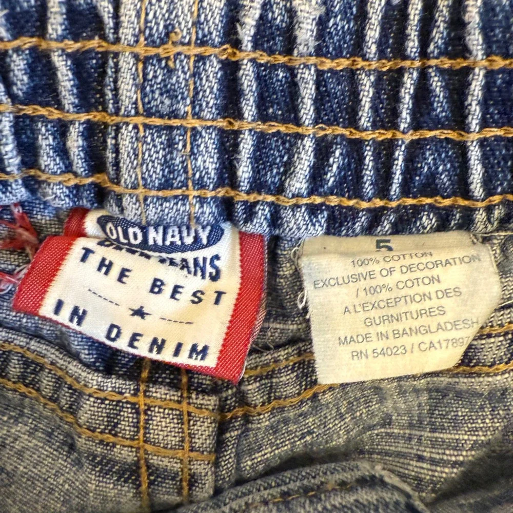 Vintage Old Navy Girls‎ Jeans Size 5 Denim Flare Embroidered Flowers Hearts Kids